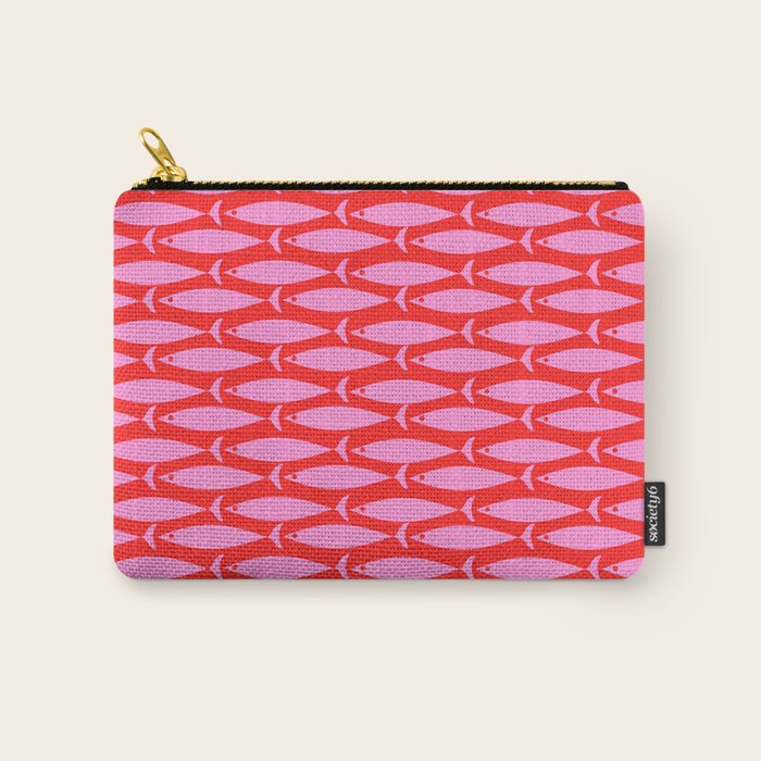 Geometric Fish Preppy Pink and Red Pattern Carry All Pouch Gallery Image 1