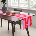 Geometric Fish Preppy Pink and Red Pattern Table Runner Gallery Image 2