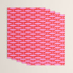 Geometric Fish Preppy Pink and Red Pattern Wrapping Paper Gallery Image 3