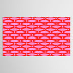 Geometric Fish Preppy Pink and Red Pattern Tablecloth Gallery Image 2