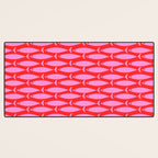 Geometric Fish Preppy Pink and Red Pattern Desk Mat Gallery Image 3