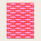 Geometric Fish Preppy Pink and Red Pattern Notebook Gallery Image 4