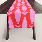 Geometric Fish Preppy Pink and Red Pattern Table Runner Gallery Image 1