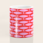 Geometric Fish Preppy Pink and Red Pattern Coffee Mug Gallery Image 4
