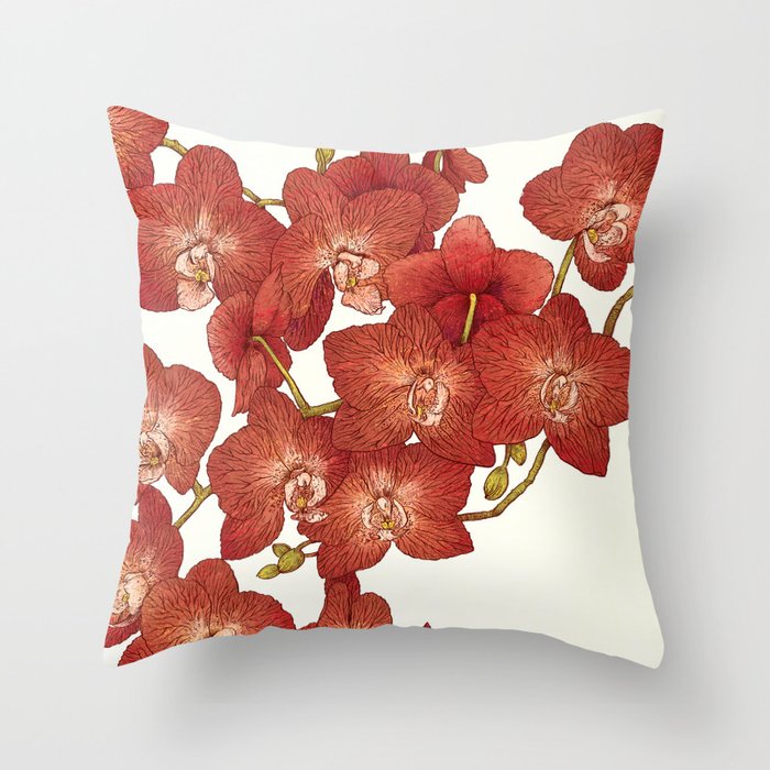 Red Orchids Throw Pillow Gallery Image 6