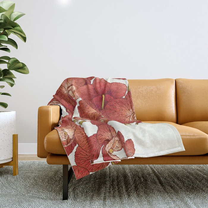 Red Orchids Throw Blanket Gallery Image 1