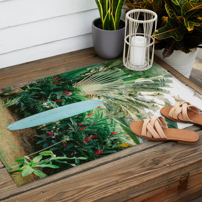 The blue surfboard | Travel photography print | The Dominican Republic Outdoor Rug Gallery Image 2