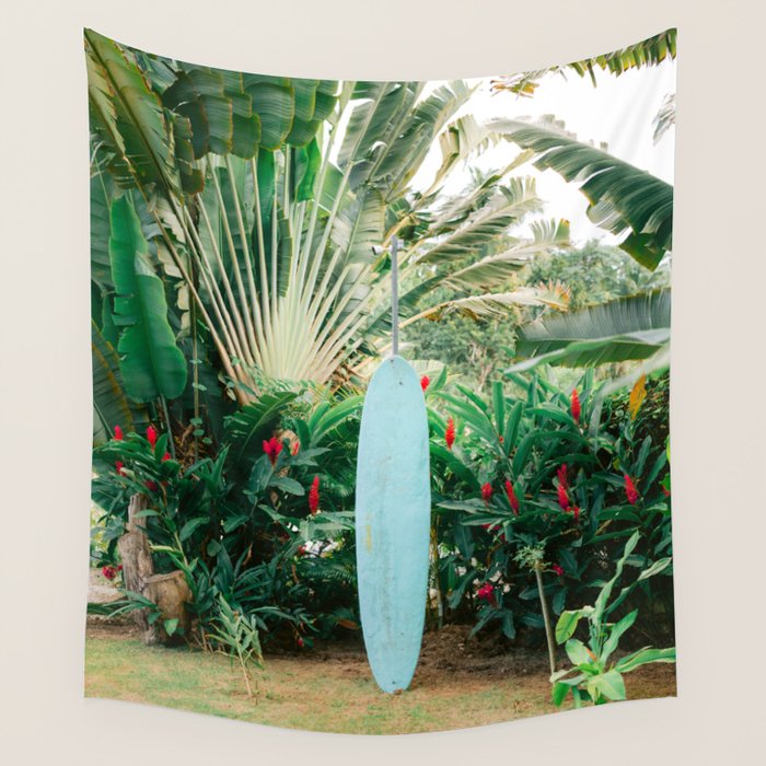 The blue surfboard | Travel photography print | The Dominican Republic Wall Tapestry Gallery Image 4