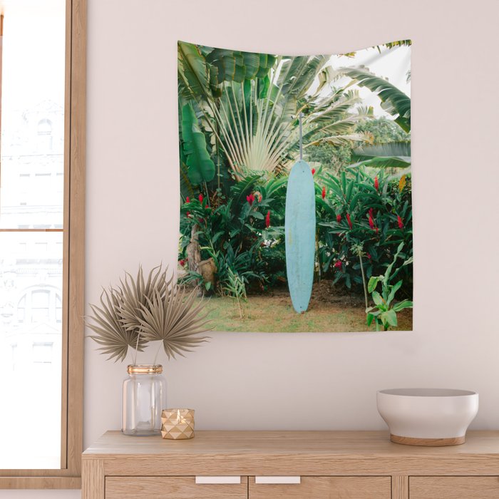 The blue surfboard | Travel photography print | The Dominican Republic Wall Tapestry Gallery Image 2