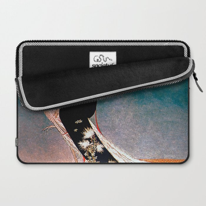 Art Deco White Peacock and Flapper Vintage Art Laptop Sleeve Gallery Image 2