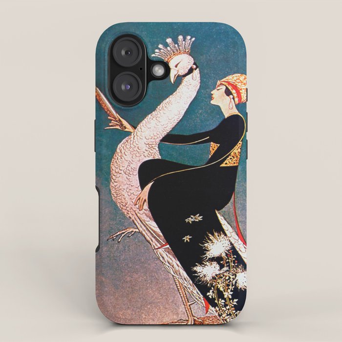 Art Deco White Peacock and Flapper Vintage Art iPhone Case Gallery Image 1