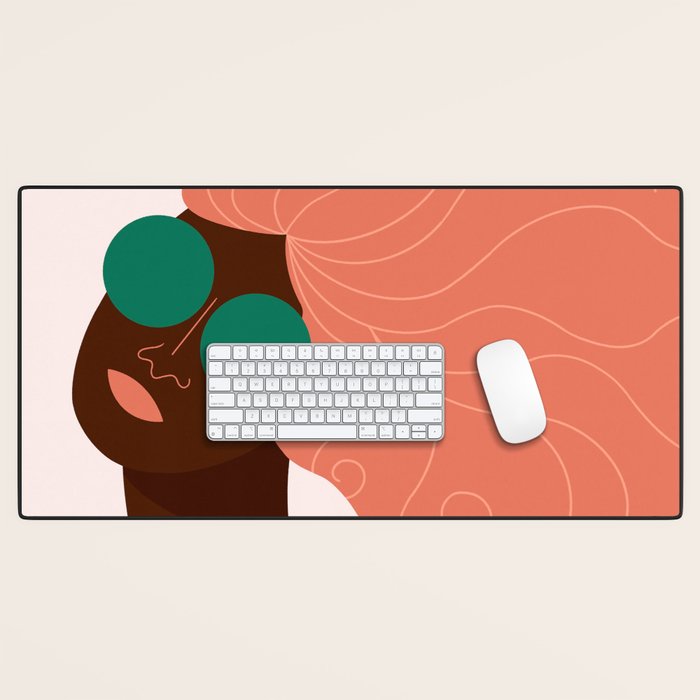 Abstract Woman, Green Sunglasses Desk Mat Gallery Image 1