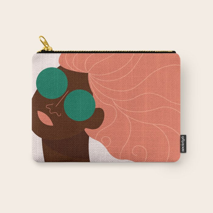 Abstract Woman, Green Sunglasses Carry All Pouch Gallery Image 1