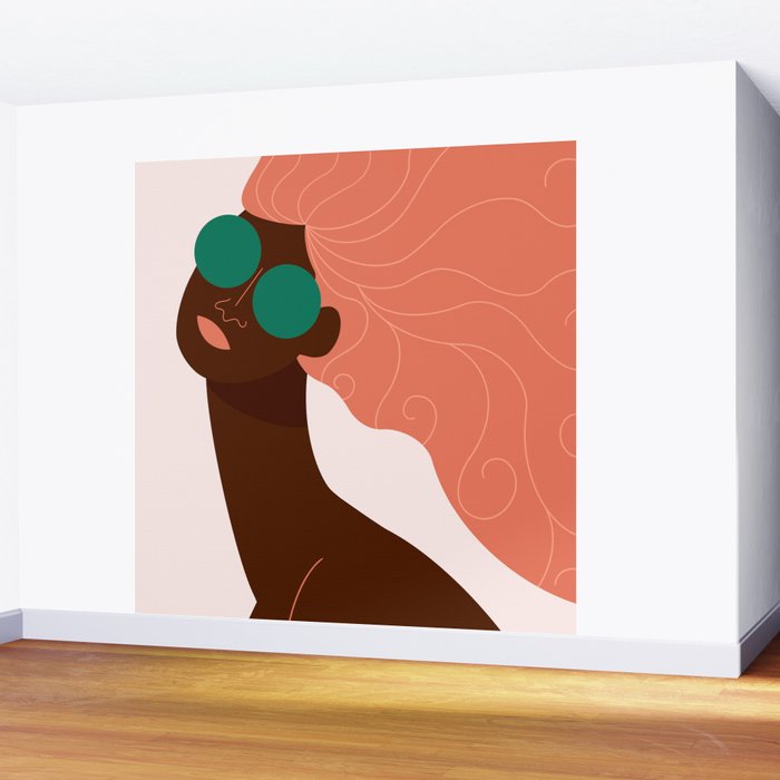 Abstract Woman, Green Sunglasses Wall Mural Gallery Image 2