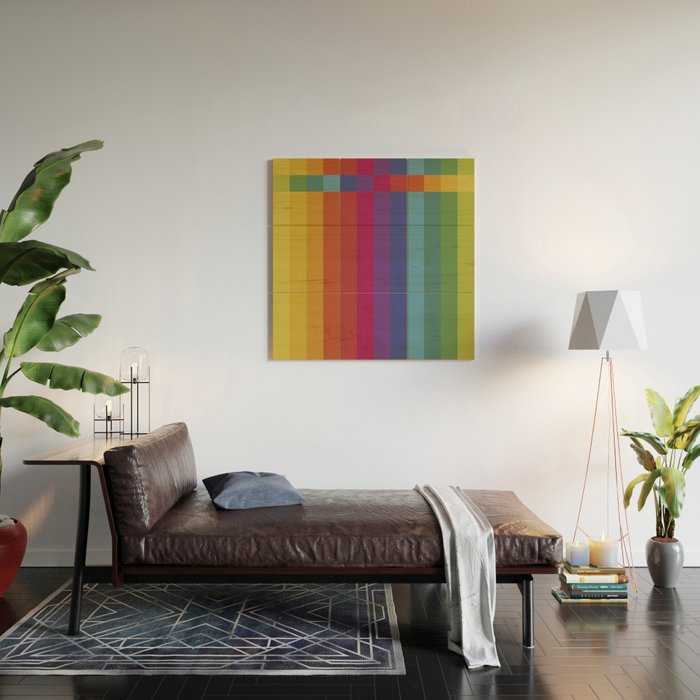 The Color Wheel / Rainbow Stripes Wood Wall Art Gallery Image 2