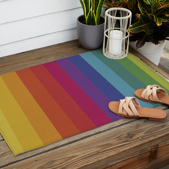 The Color Wheel / Rainbow Stripes Outdoor Rug Gallery Image 2
