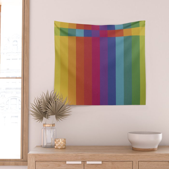 The Color Wheel / Rainbow Stripes Wall Tapestry Gallery Image 2