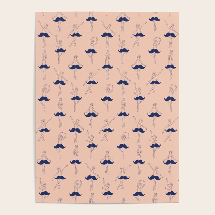 Ballet of Mustache Pattern Poster Gallery Image 4
