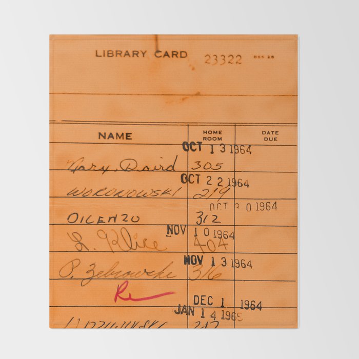 Library Card 23322 Orange Throw Blanket Gallery Image 2