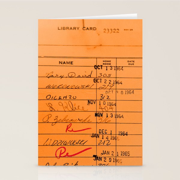 Library Card 23322 Orange Stationery Card Gallery Image 2