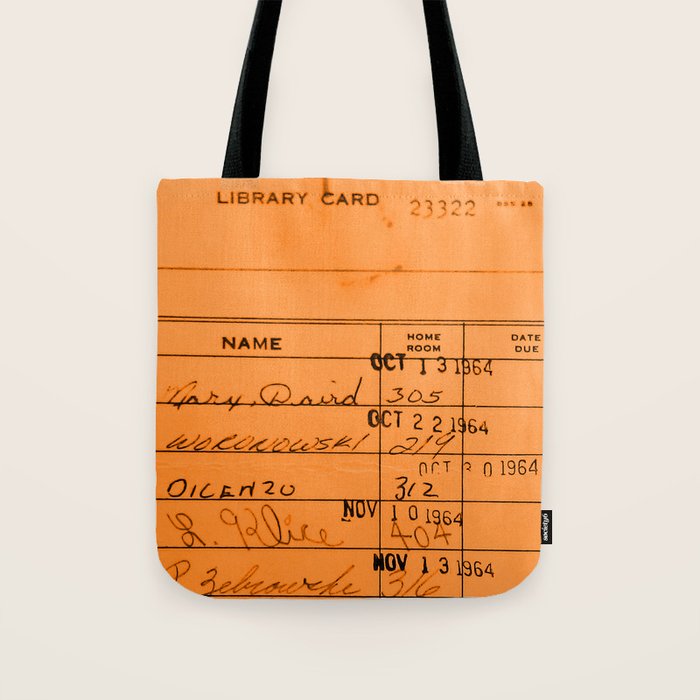 Library Card 23322 Orange Tote Bag Gallery Image 1