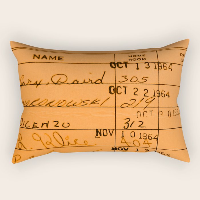 Library Card 23322 Orange Rectangular Pillow Gallery Image 1