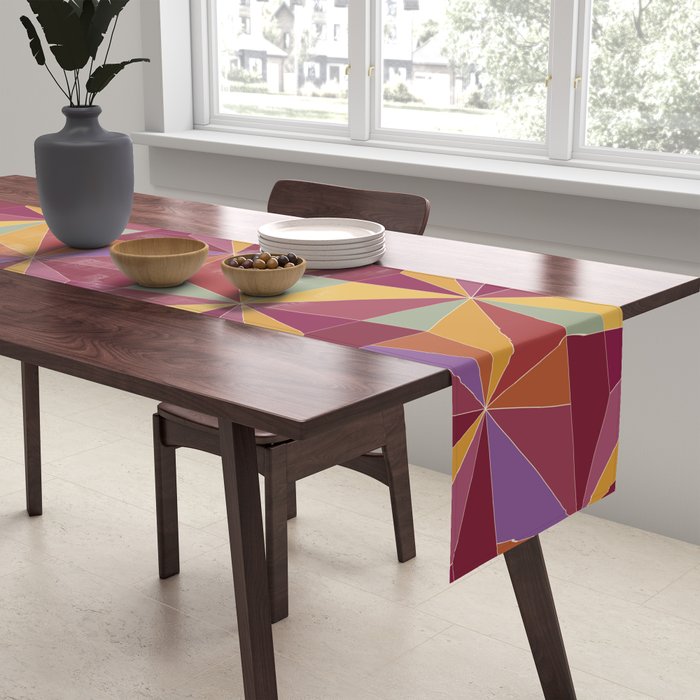 Kaleidoscope Tile Pattern X Vibrant Tropical Table Runner Gallery Image 2