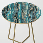 Turquoise Gold Sparkling Luxury Marble Gemstone Art Side Table Gallery Image 2