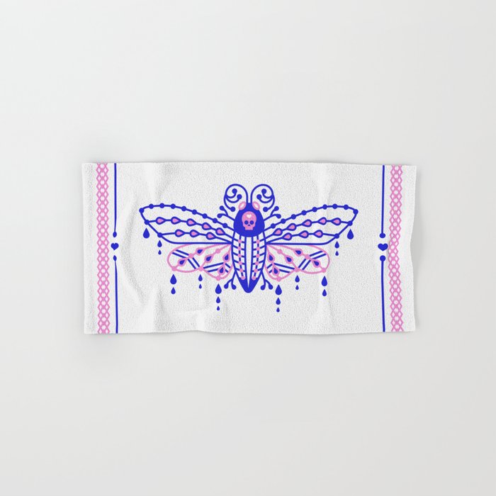 Death's Head Hawkmoth - Indigo & Pink Palette Bath Towel Gallery Image 1