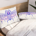 Death's Head Hawkmoth - Indigo & Pink Palette Pillow Sham Gallery Image 2