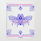 Death's Head Hawkmoth - Indigo & Pink Palette Poster Gallery Image 4