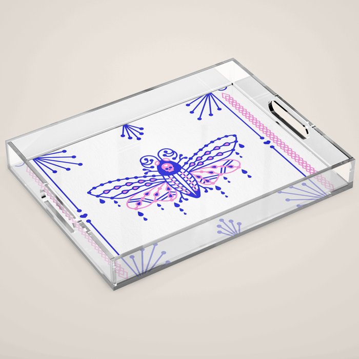 Death's Head Hawkmoth - Indigo & Pink Palette Acrylic Tray Gallery Image 1