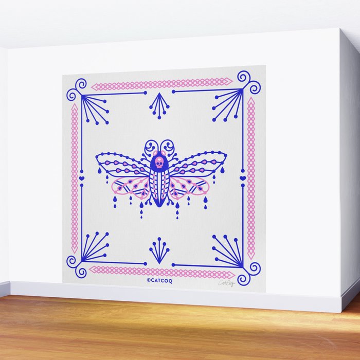 Death's Head Hawkmoth - Indigo & Pink Palette Wall Mural Gallery Image 2