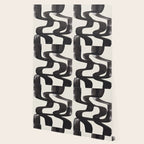 Mid Century Modern Minimalist Abstract Art Brush Strokes Black & White Ink Art Ripple Lines Wallpaper Gallery Image 2