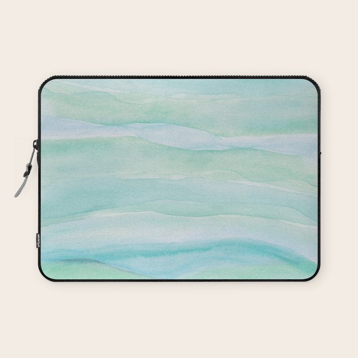 Blue Green Watercolor Layers Laptop Sleeve Gallery Image 1