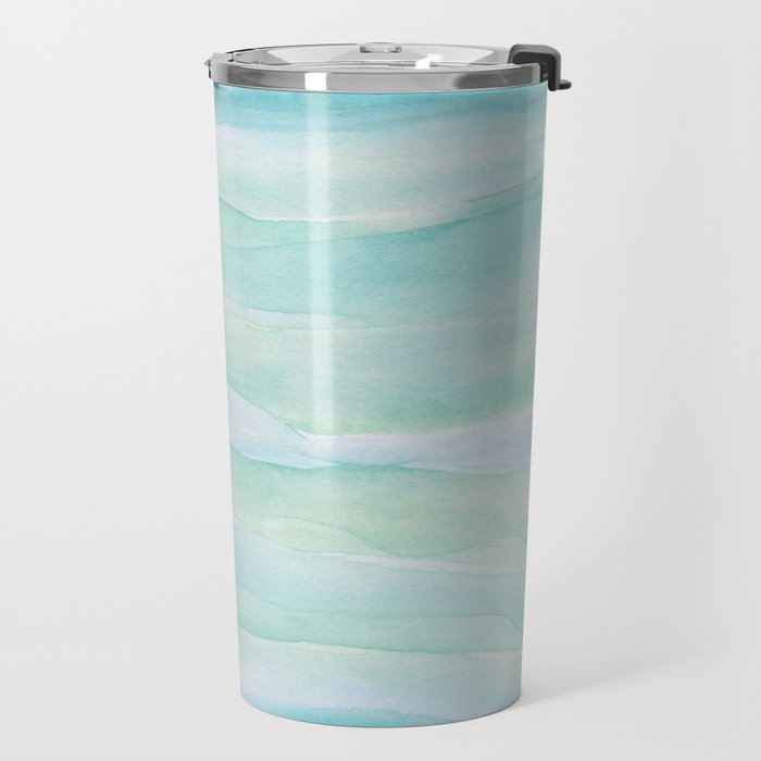 Blue Green Watercolor Layers Travel Mug Gallery Image 2