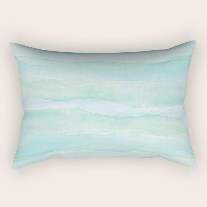 Blue Green Watercolor Layers Rectangular Pillow Gallery Image 1
