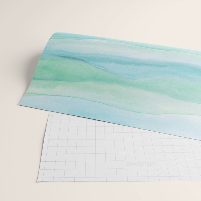 Blue Green Watercolor Layers Wrapping Paper Gallery Image 2