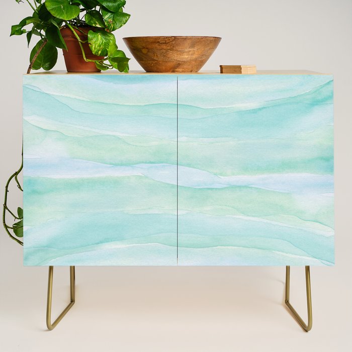 Blue Green Watercolor Layers Credenza Gallery Image 1