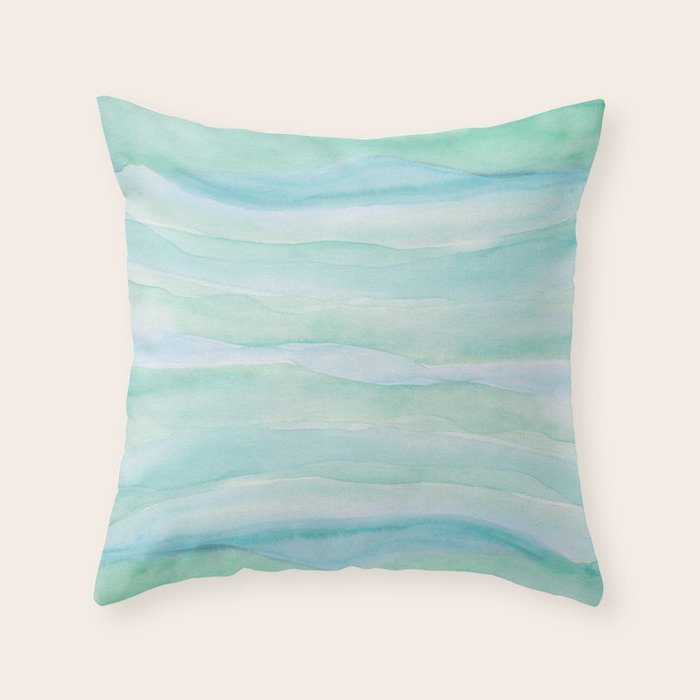 Blue Green Watercolor Layers Throw Pillow Gallery Image 6