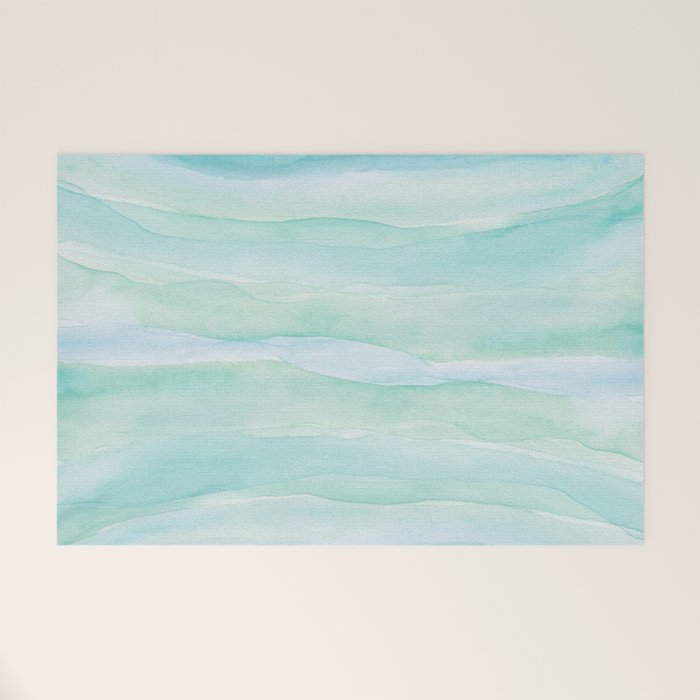 Blue Green Watercolor Layers Welcome Mat Gallery Image 1