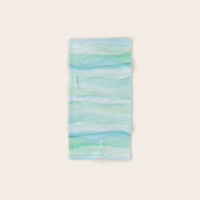 Blue Green Watercolor Layers Bath Towel Gallery Image 1