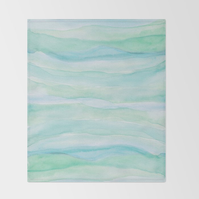 Blue Green Watercolor Layers Throw Blanket Gallery Image 2