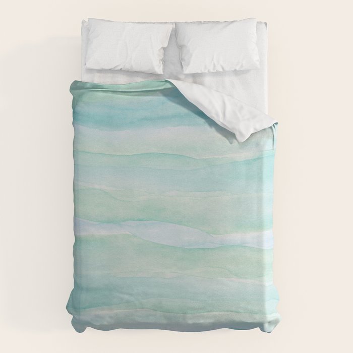 Blue Green Watercolor Layers Duvet Cover Gallery Image 1