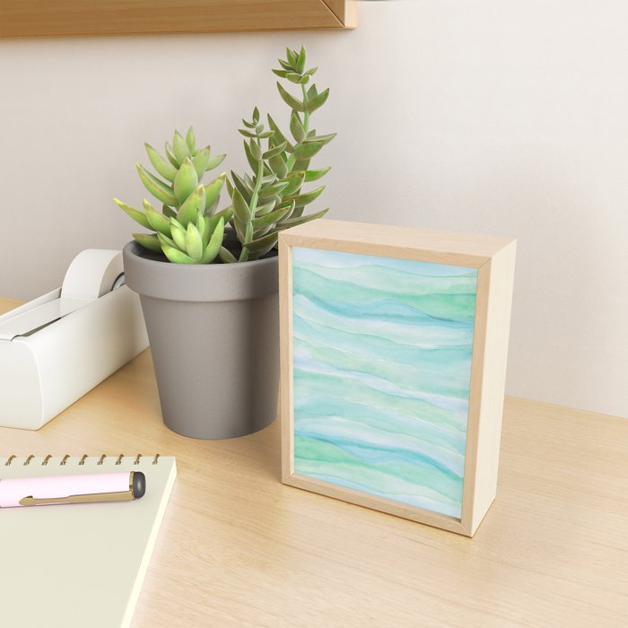 Blue Green Watercolor Layers Mini Art Print Gallery Image 2