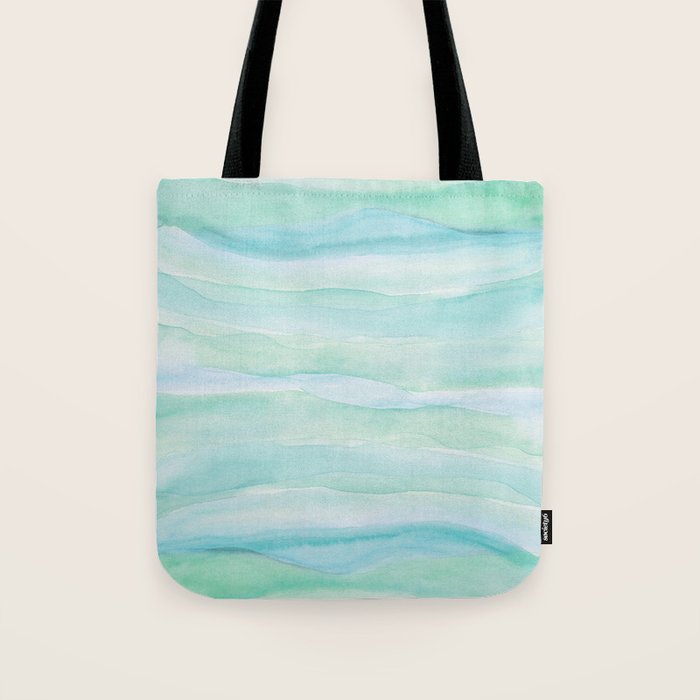 Blue Green Watercolor Layers Tote Bag Gallery Image 1
