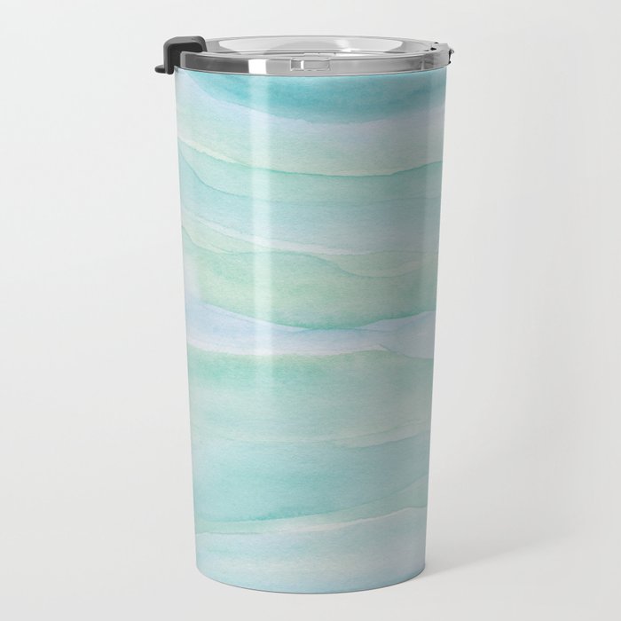 Blue Green Watercolor Layers Travel Mug Gallery Image 3