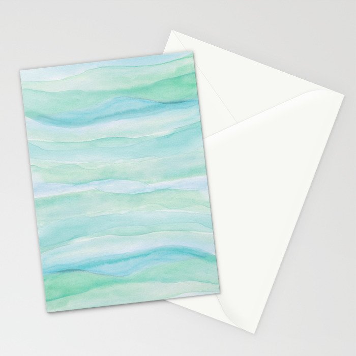 Blue Green Watercolor Layers Stationery Card Gallery Image 2