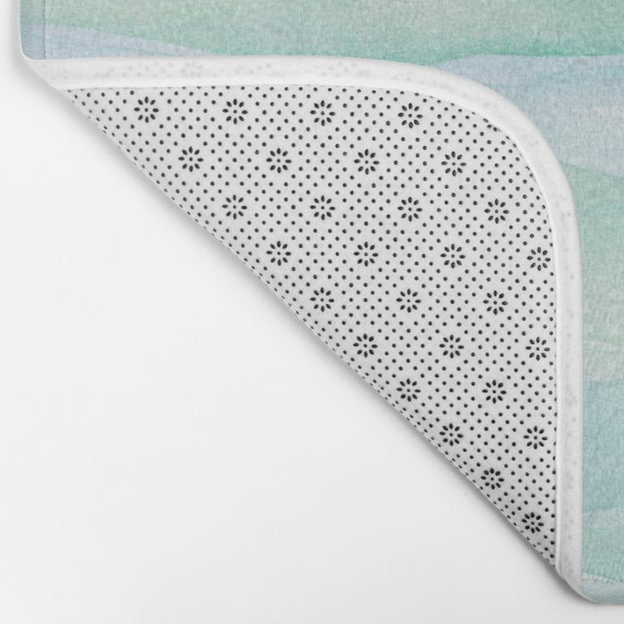 Blue Green Watercolor Layers Bath Mat Gallery Image 2