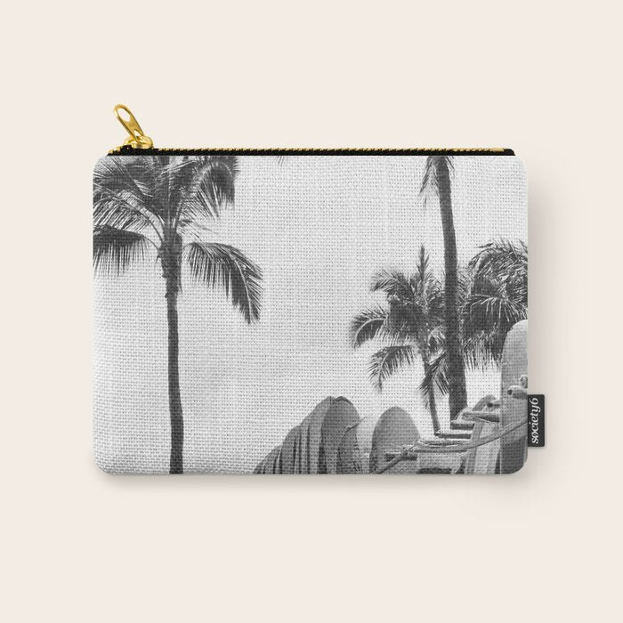 Hawaiian Surfboards - Black And White Surf Photography - Beach Photo Print - Surfboard Photograph Carry All Pouch Gallery Image 1
